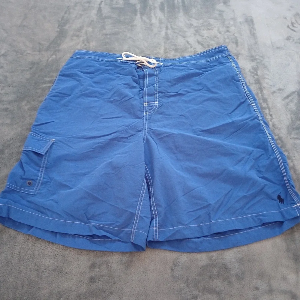Polo Ralph Lauren Board Shorts Mens XXL Blue Cargo Pocket Drawstring Swim Preppy